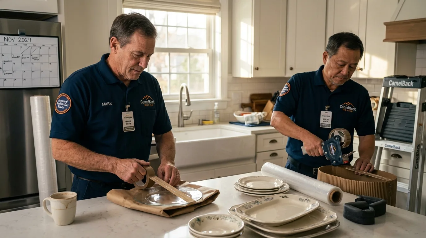 Professional crew packing kitchen dishware in West New York, NJ